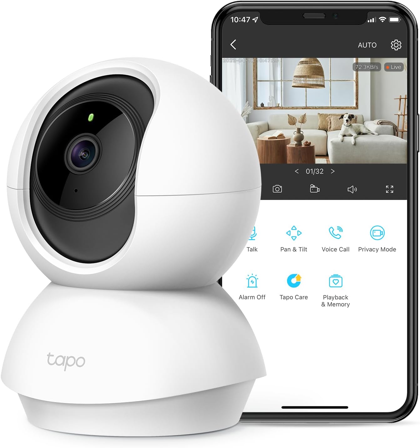 📹 TP-Link Tapo – Cámara de Seguridad Wi-Fi 360° Interior con Visión Nocturna y Audio Bidireccional
