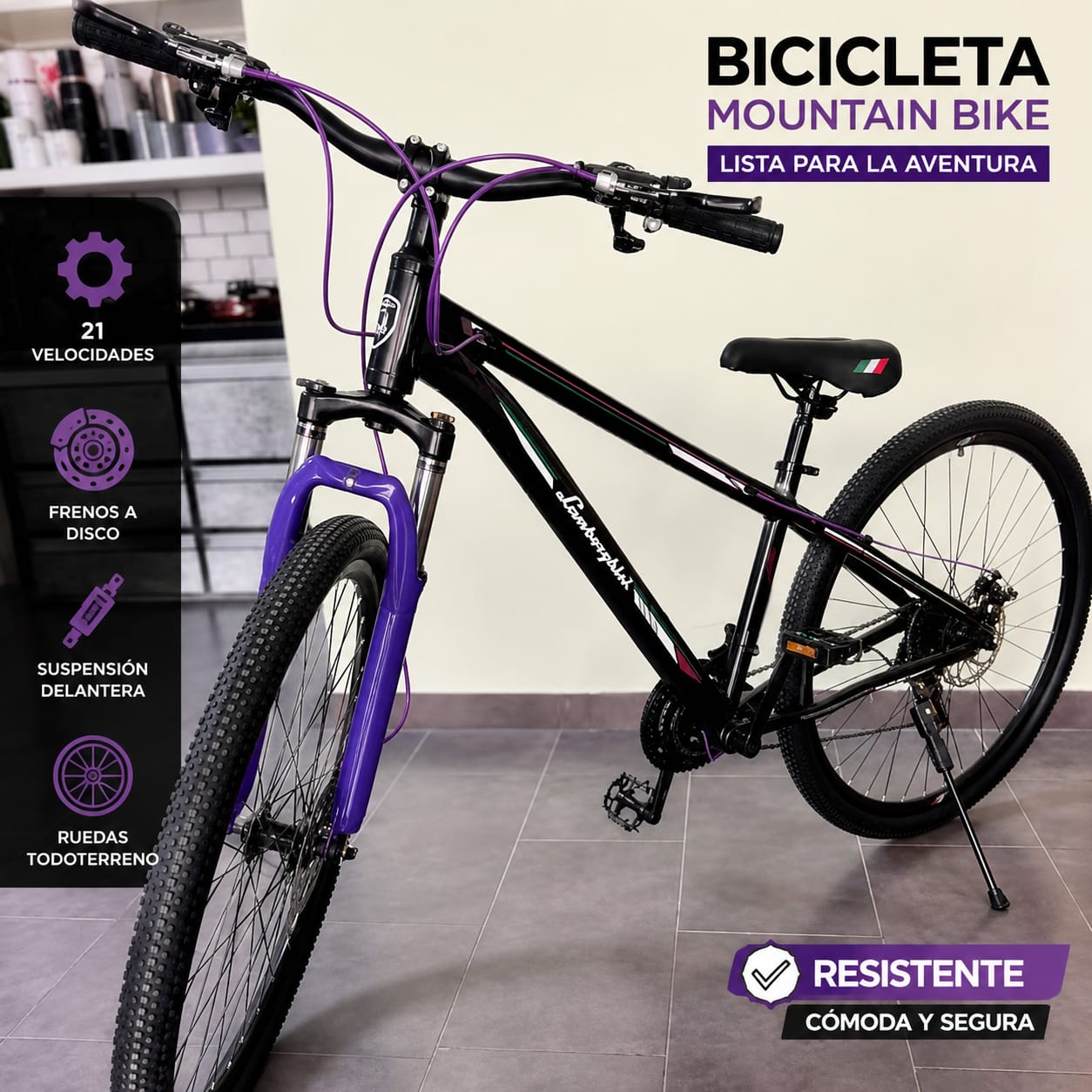 Bicicleta Mountain Bike Lamborghini Rodado 29 - 21 Velocidades + Frenos a Disco y Suspensión