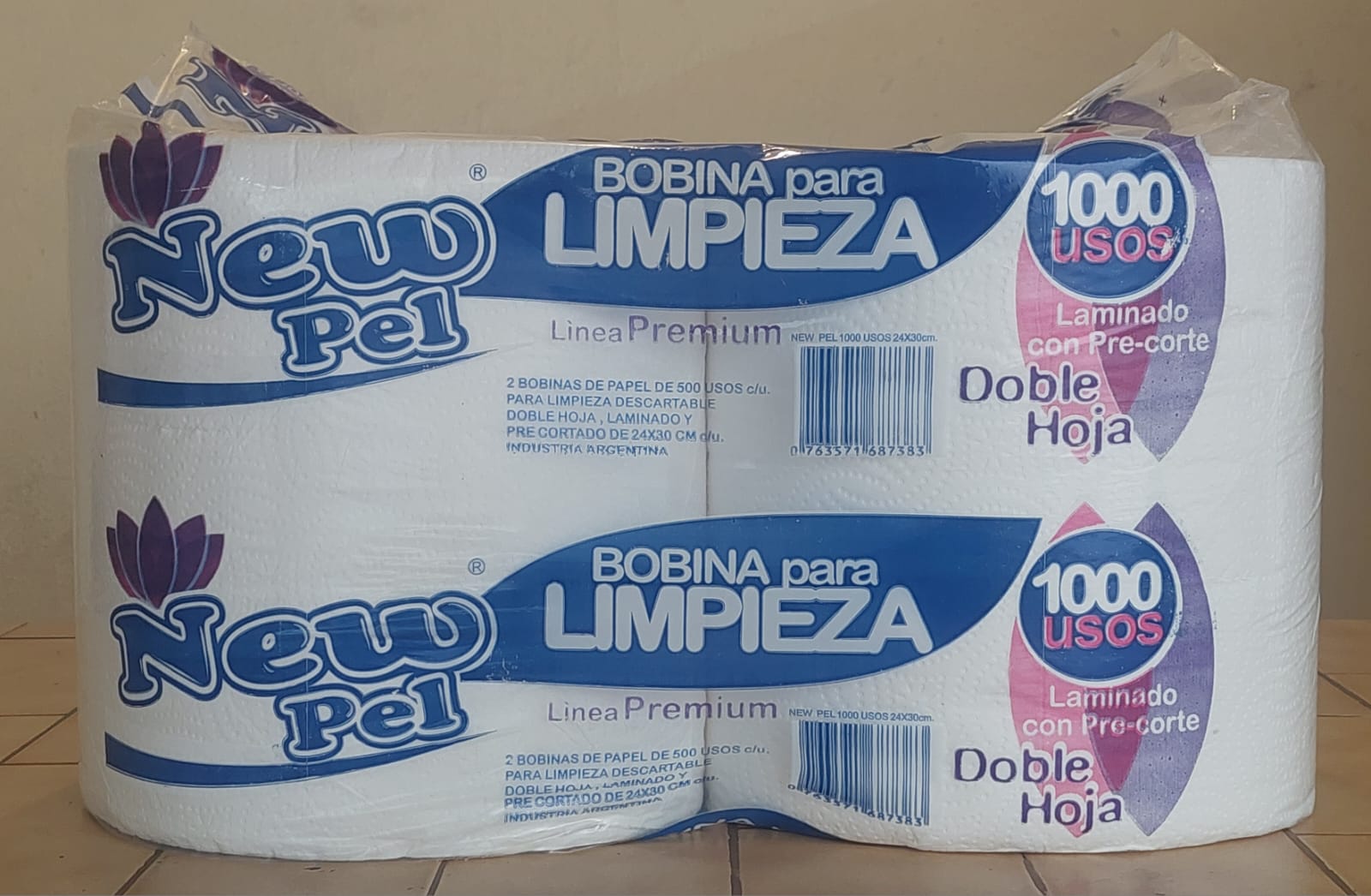 Bobina De Papel Para Limpieza New Pel Premium Doble Hoja x 2 Unidades (1000 Usos)